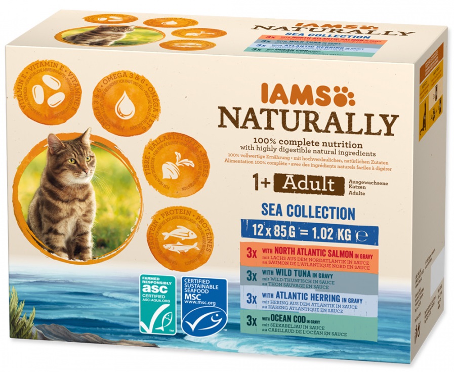 IAMS Naturally v omáčce Sea Collection - kapsička pro kočky 12x85 g