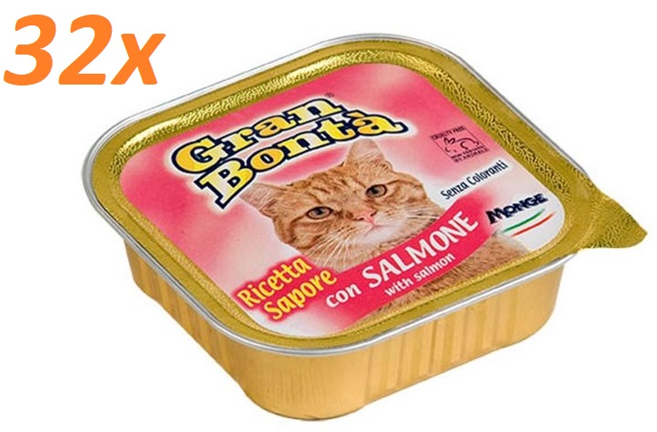 Gran Bonta paté s lososem MULTIPACK - vanička pro kočky 32x100 g