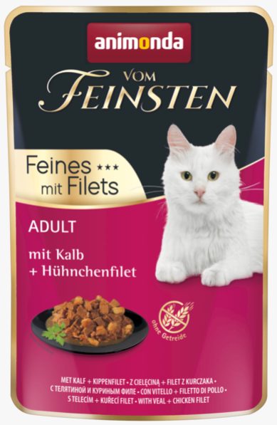 Vom Feinsten Filets s telecím a kuřetem - kapsička pro kočky 85 g