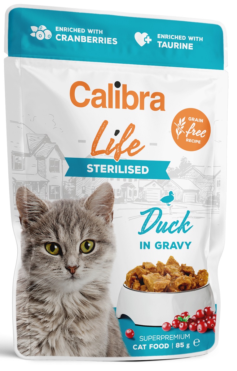 Calibra Life Sterilised kachna v omáčce - kapsička pro kočky 85 g