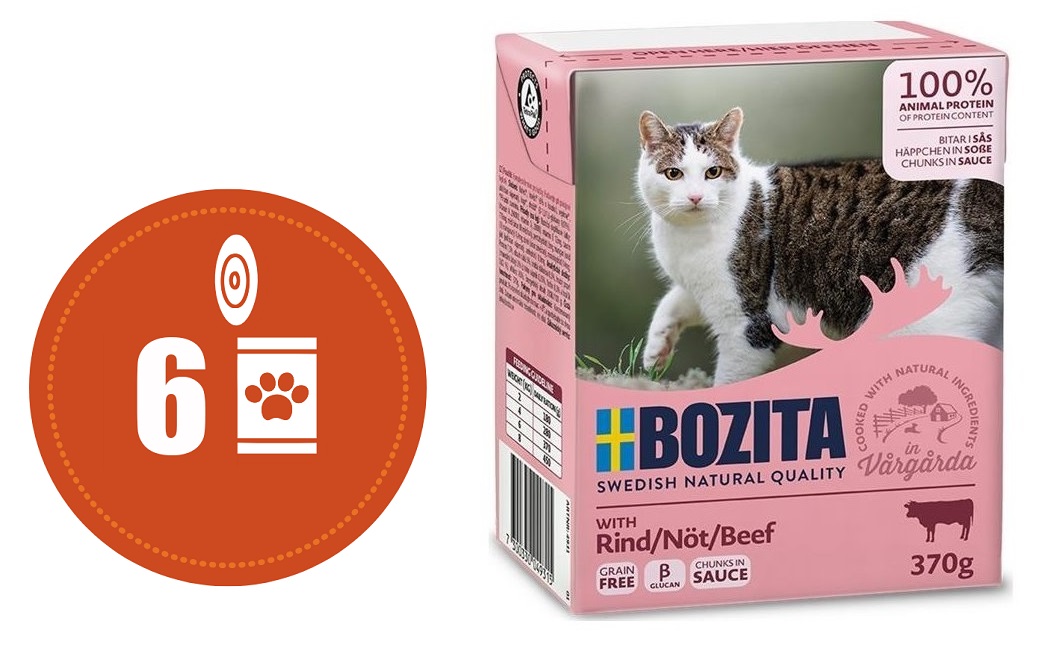 Bozita kousky v omáčce s HOVĚZÍM MULTIPACK - konzerva pro kočky 6x370 g