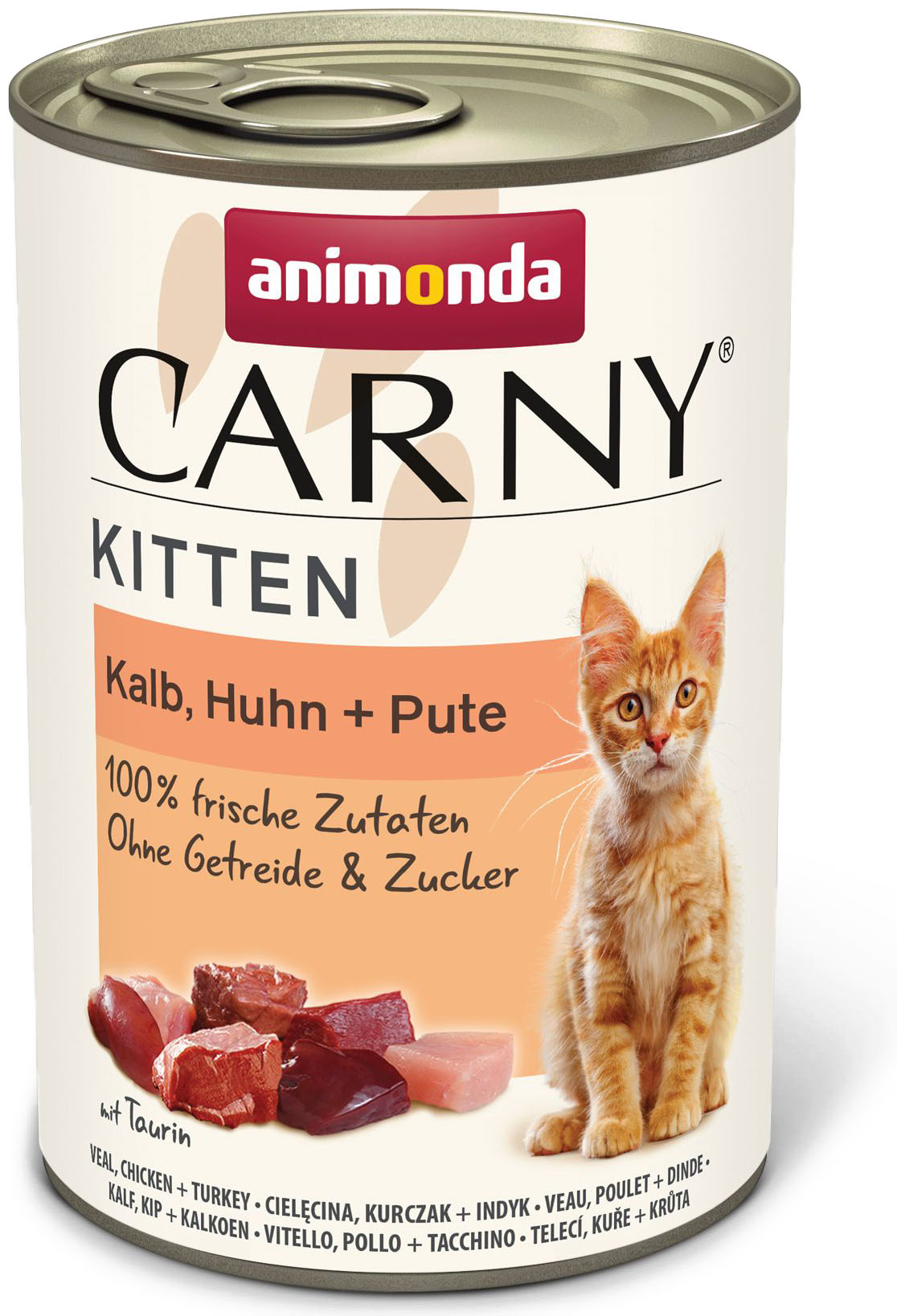 Carny Kitten telecí, kuře a krůta - konzerva pro koťata 400 g