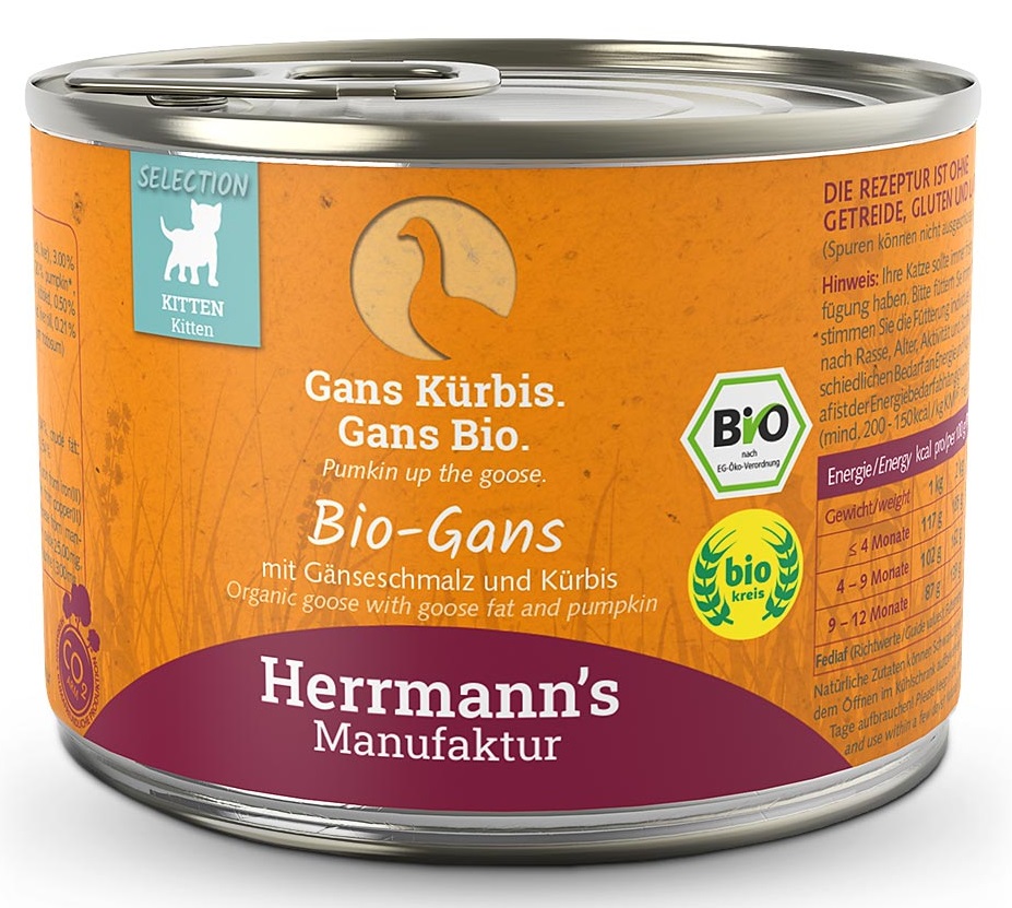 Herrmann's Bio husa s dýní - konzerva pro koťata 200 g