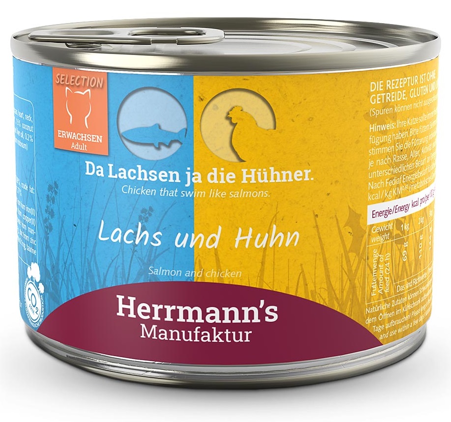Herrmann's kuře a losos s mrkví - konzerva pro kočky 200 g