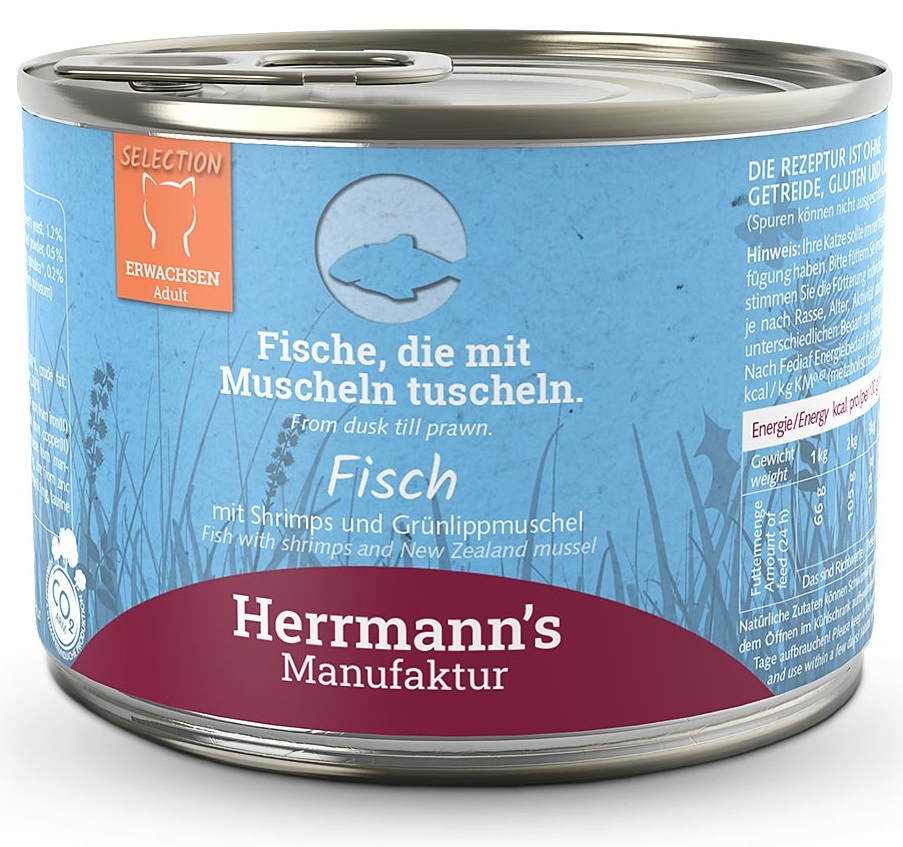 Herrmann's losos s krevetami a kokosem - konzerva pro kočky 200 g