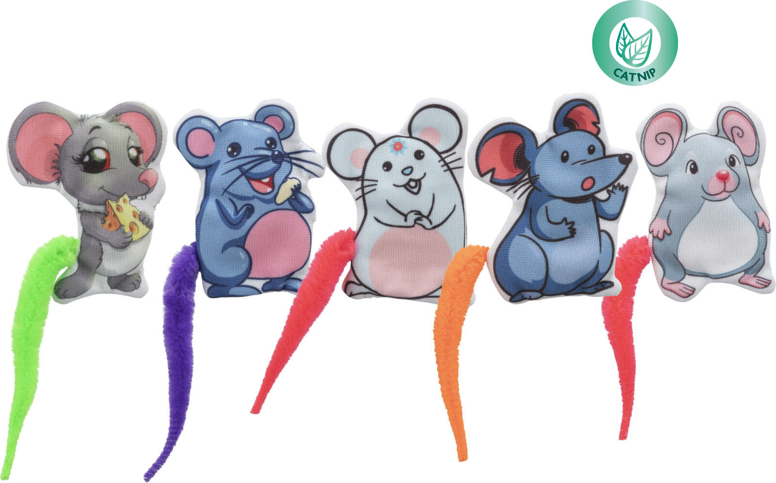 Myš v komiksovém stylu s barevným ocáskem 7,5 cm