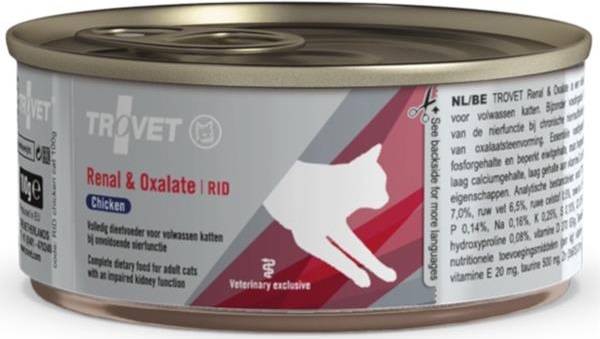 Trovet Feline RID Renal and Oxalate Chicken - konzerva 100 g