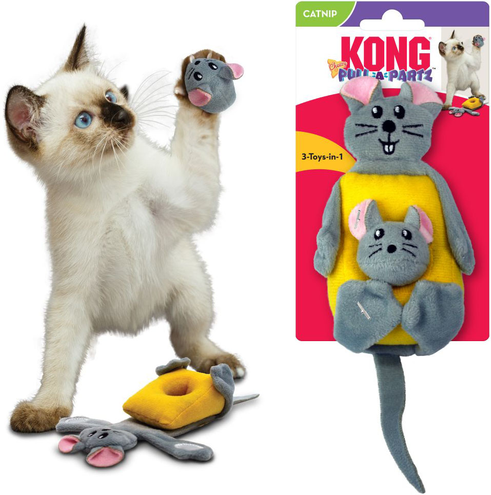 Kong myš se sýrem hračka 3v1 se šantou kočičí