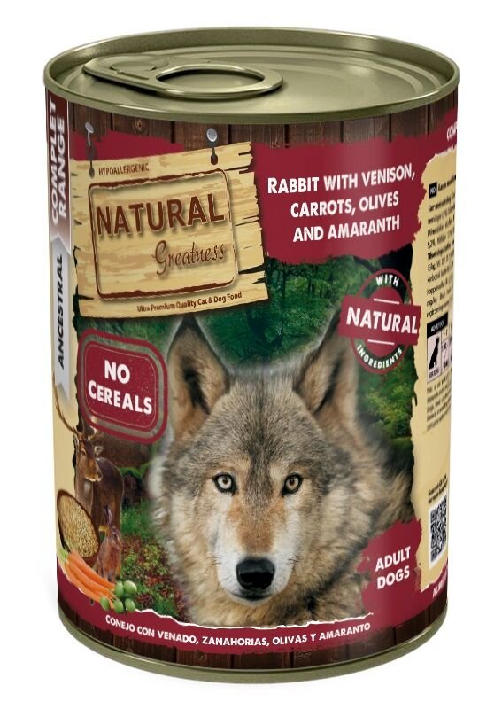 Natural Greatness králík a zvěřina s olivami - konzerva pro psy 400 g