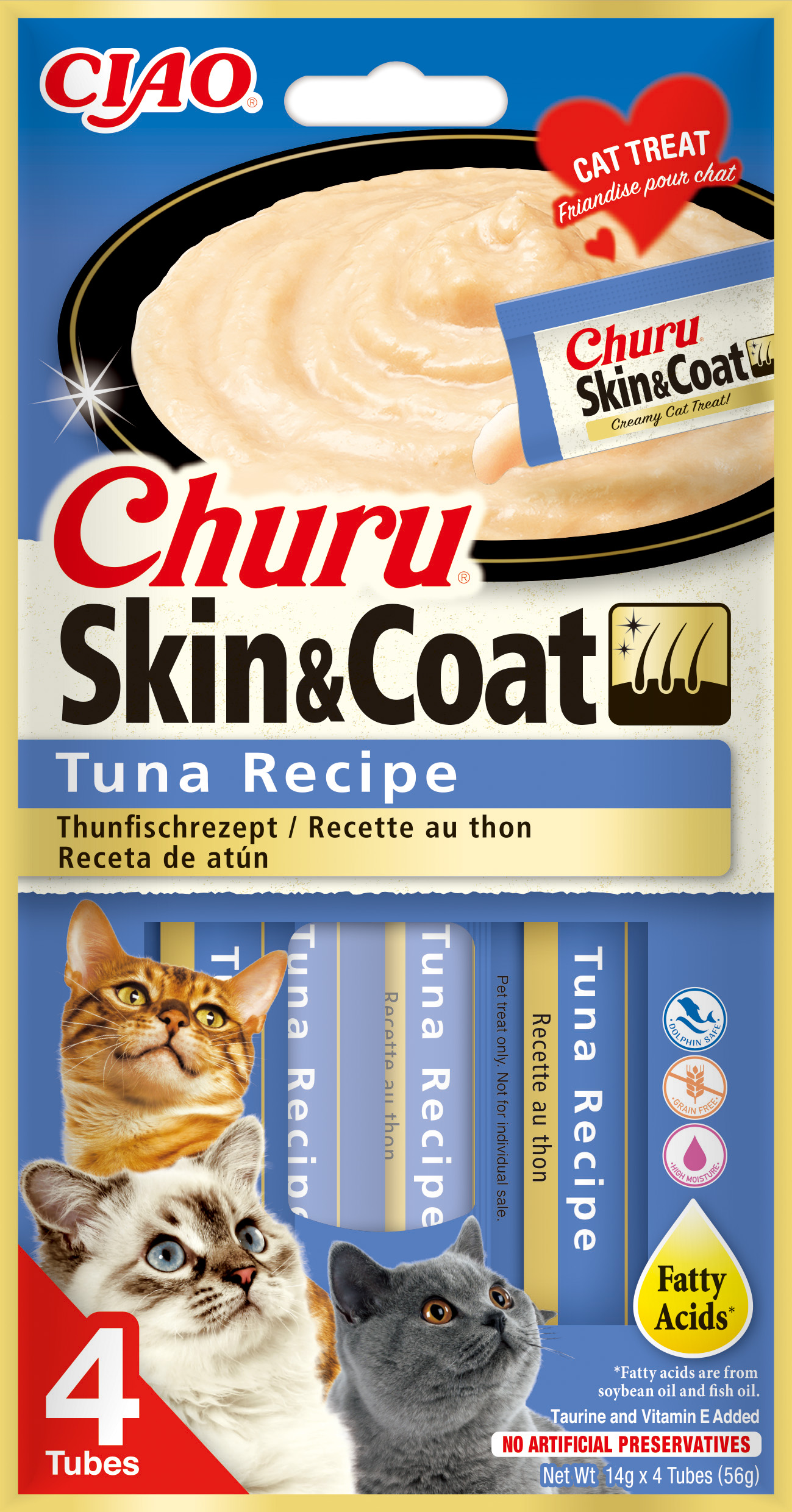 Churu Skin Coat - pamlsek pro kočky 4x14 g RŮZNÉ DRUHY Příchuť: Skin Coat tuňák