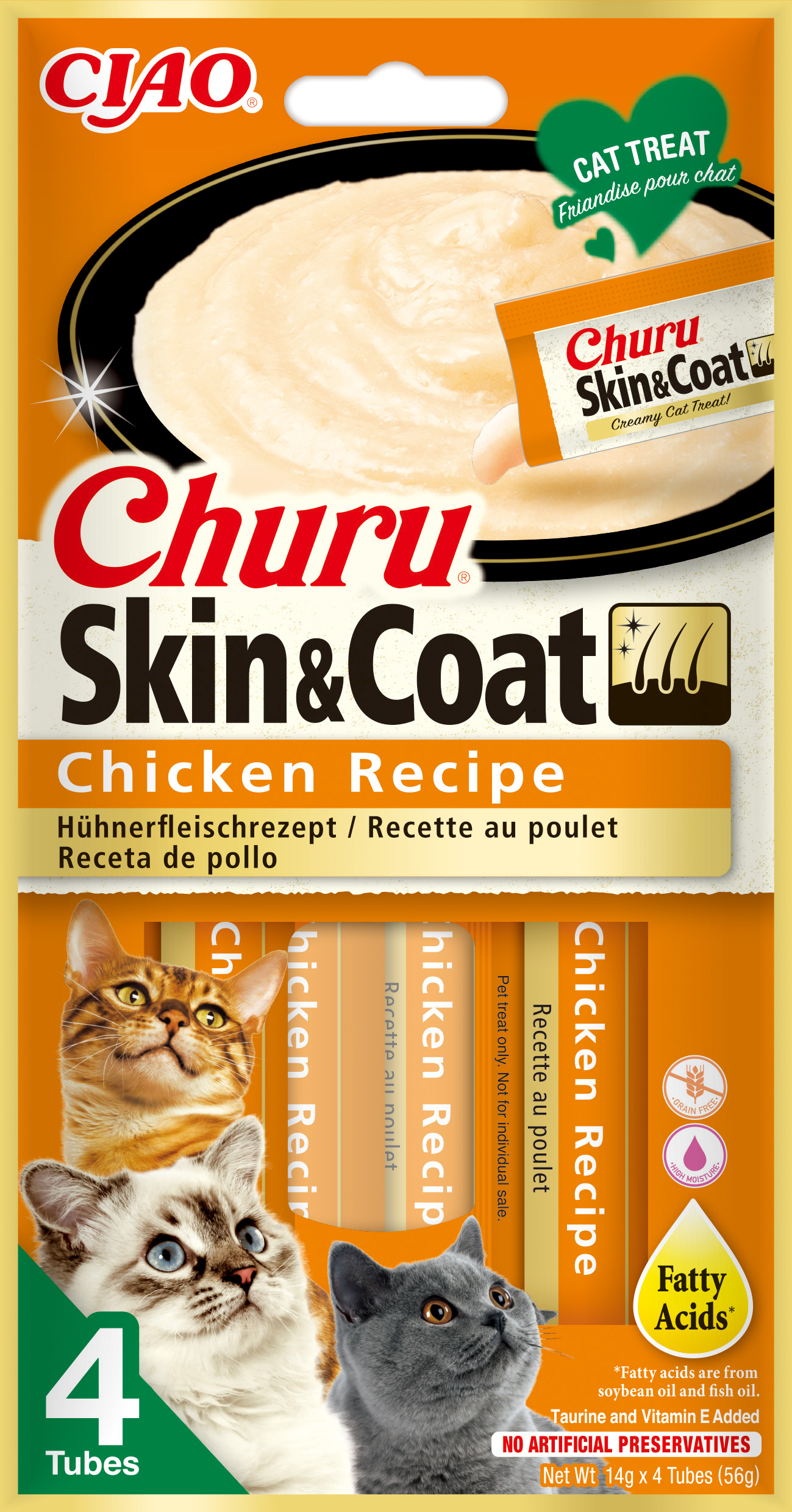 Churu Skin Coat - pamlsek pro kočky 4x14 g RŮZNÉ DRUHY Příchuť: Skin Coat kuře