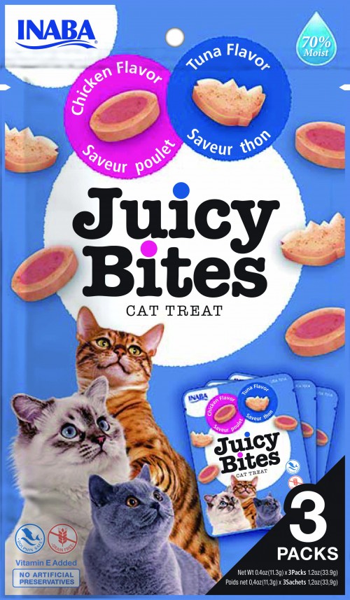 Juicy Bites - pamlsek pro kočky 3x11,3 g RŮZNÉ DRUHY Příchuť: příchuť kuře a tuňák