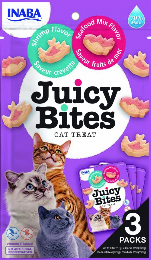 Juicy Bites - pamlsek pro kočky 3x11,3 g RŮZNÉ DRUHY Příchuť: příchuť krevety a mořské plody
