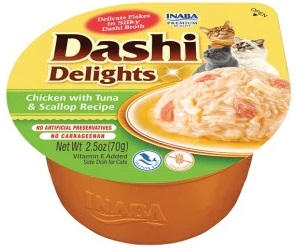 Dashi Delights kuře, tuňák s hřebenatka - mistička pro kočičky 70 g