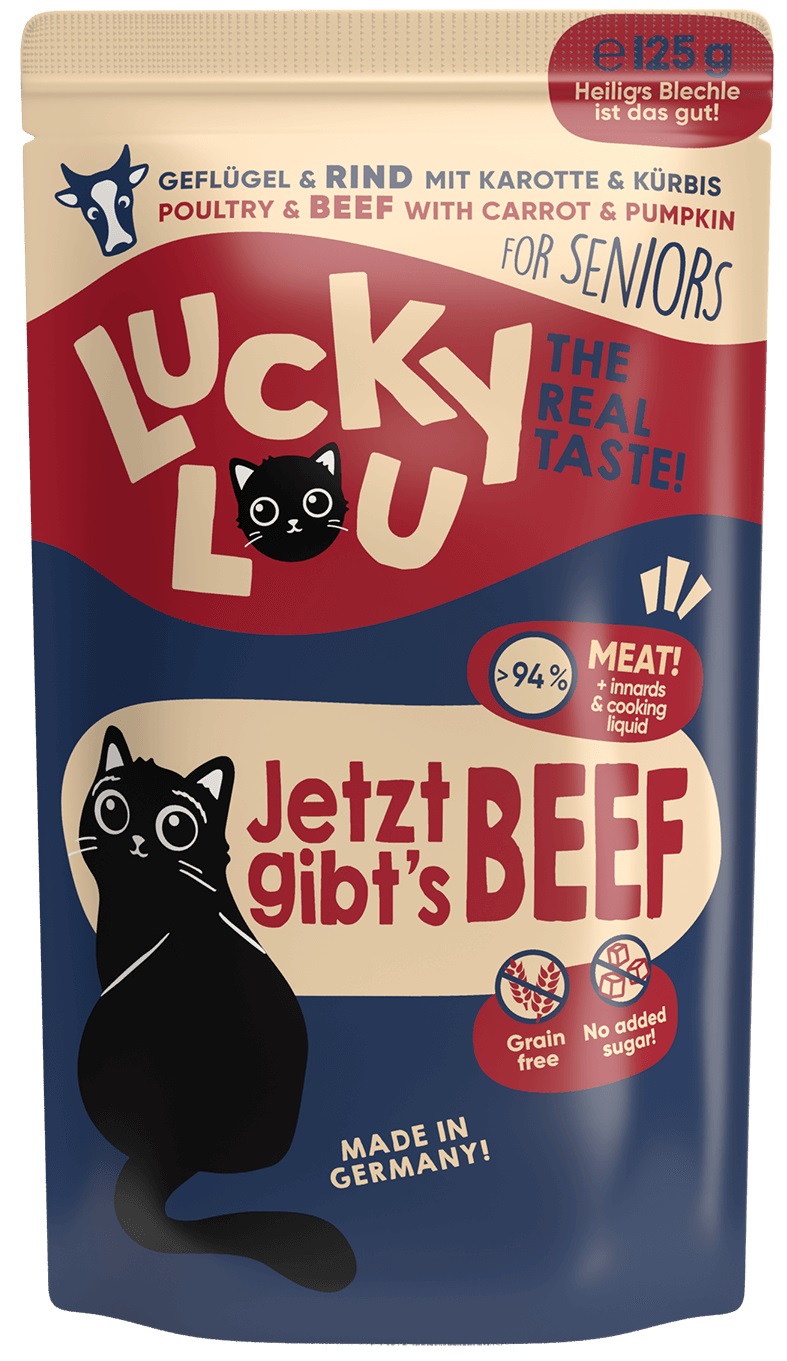 Lucky Lou SENIOR drůbež s hovězím a dýní - kapsička pro starší kočky 125 g