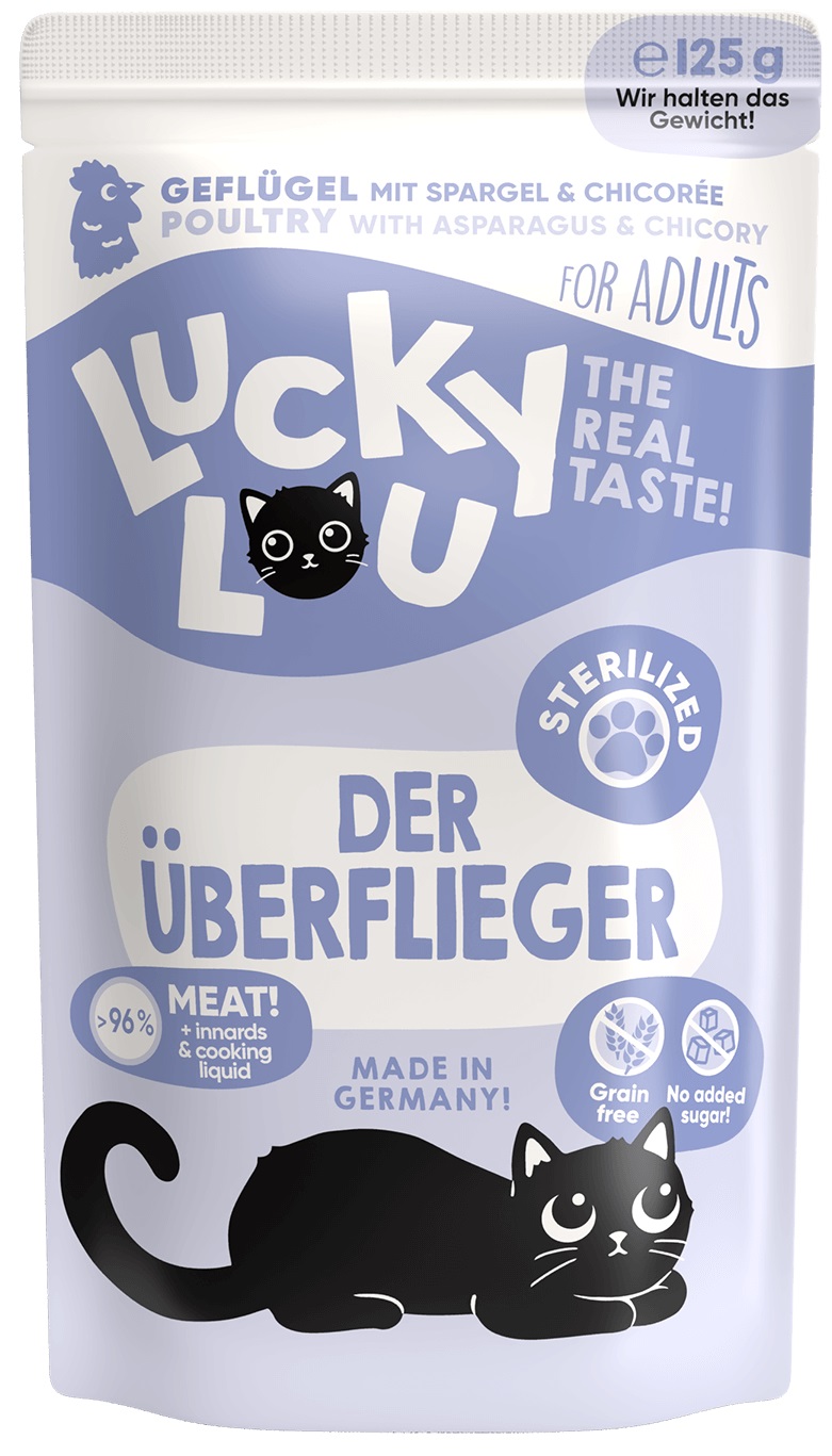Lucky Lou STERILIZED drůbež a chřestem - kapsička pro kastrované kočky 125 g