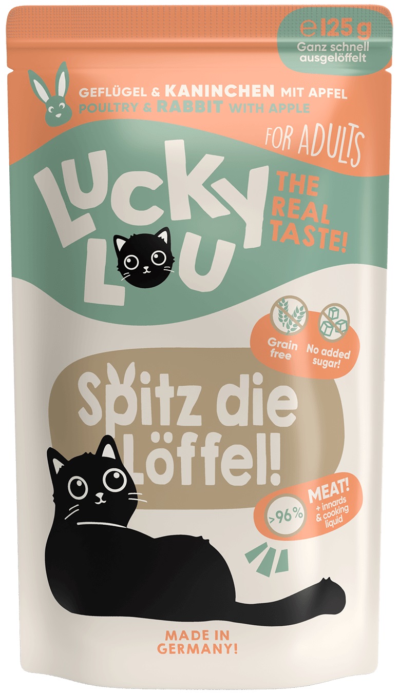 Lucky Lou Adult drůbež s králíkem a jablky - kapsička pro kočky 125 g