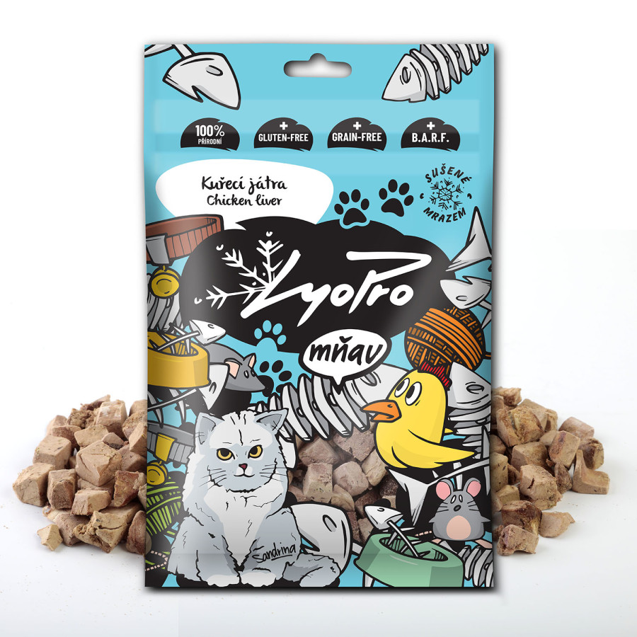 LyoPro kuřecí játra - mrazem sušené pamlsky pro kočky 50 g