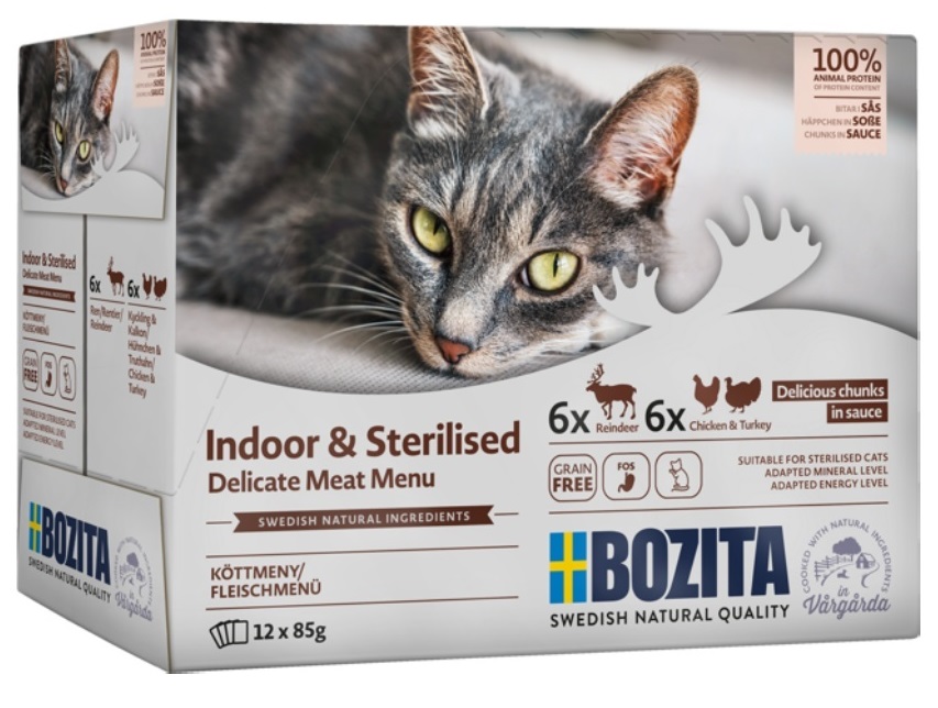 Bozita Indoor Sterilised Meat Menu - kapsičky pro kočky 12x85 g