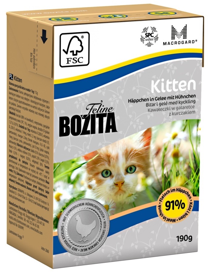 Bozita KITTEN kousky v želé s kuřetem - konzerva pro koťata 190 g