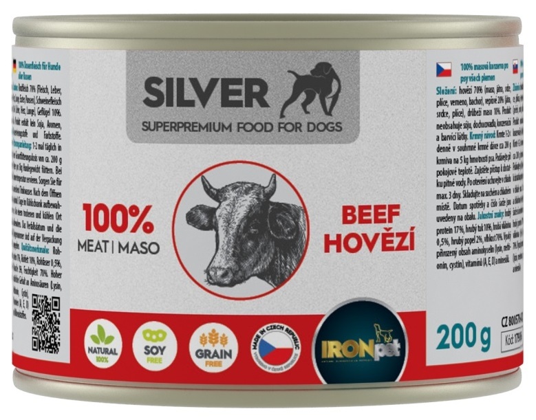 IRONpet Dog hovězí 100% maso - konzerva pro psy 200 g