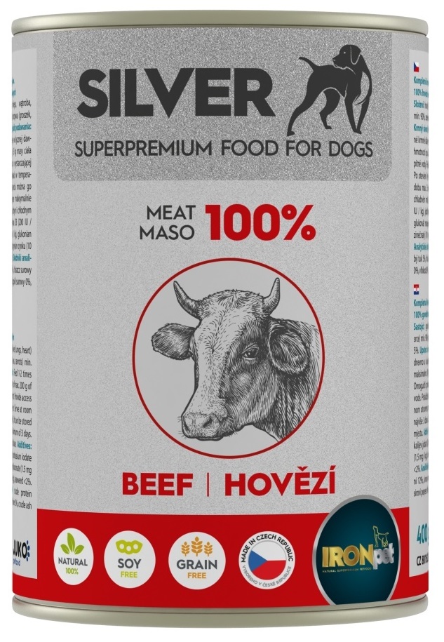 IRONpet Dog hovězí 100% maso - konzerva pro psy 400 g