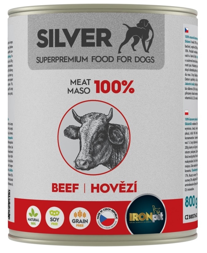 IRONpet Dog hovězí 100% maso - konzerva pro psy 800 g