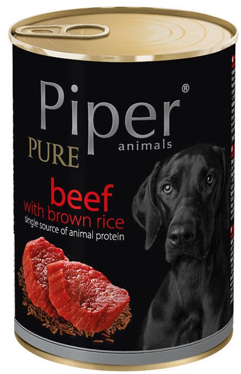Piper Platinum Pure hovězí s hnědou rýží - konzerva pro psy 400 g