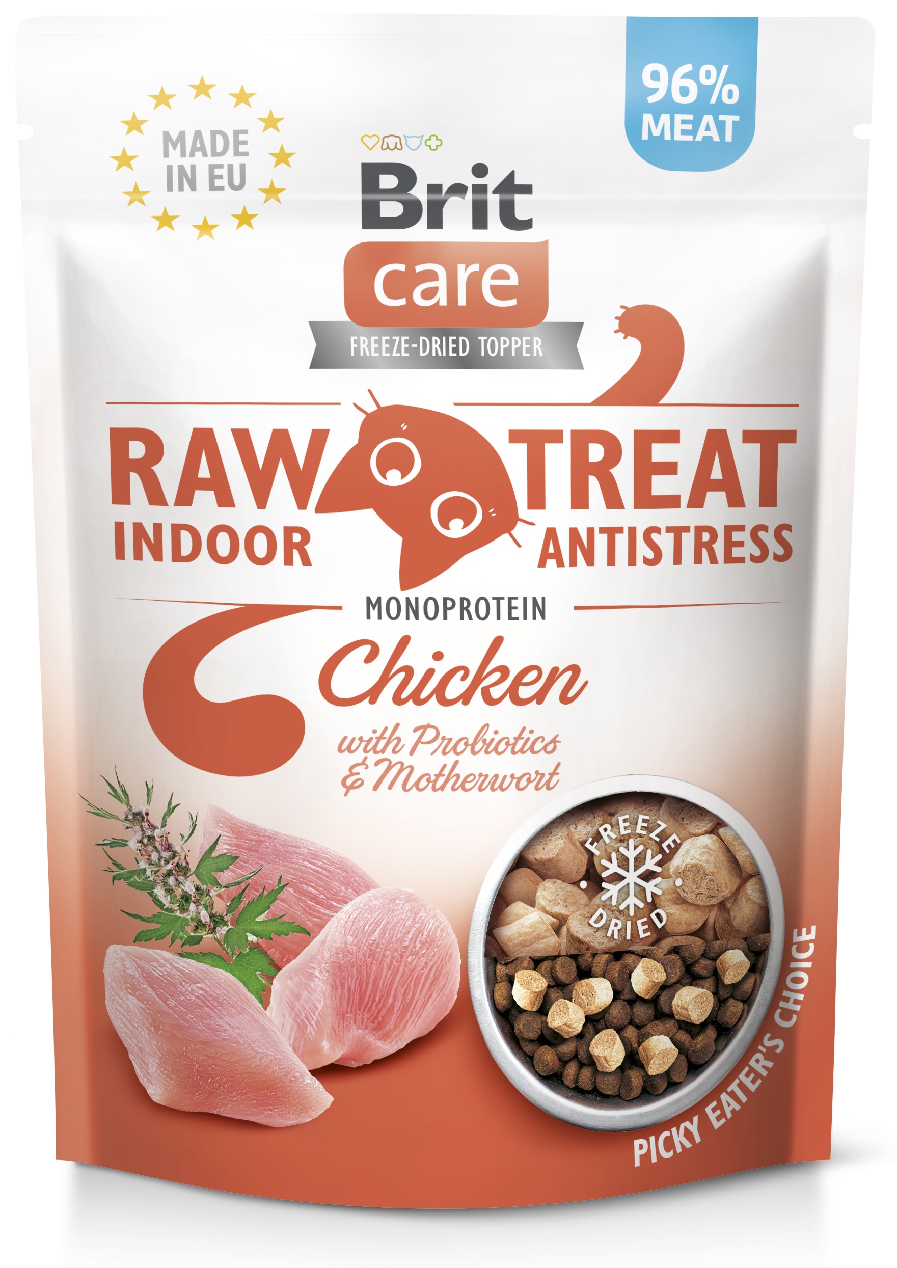 Brit Raw Indoor Chicken - mrazem sušené pamlsky pro kočky 40 g