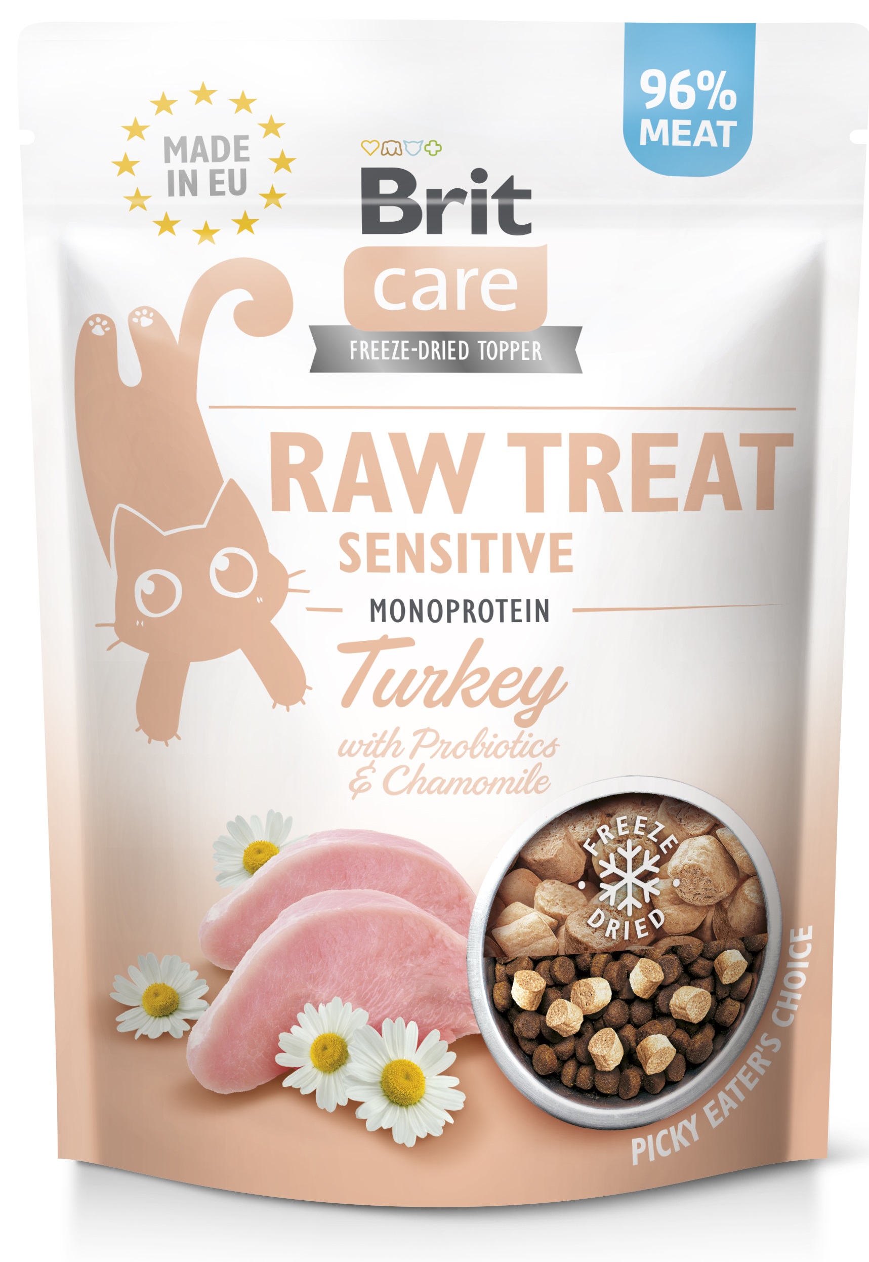 Brit Raw Sensitive Turkey - mrazem sušené pamlsky pro kočky 40 g