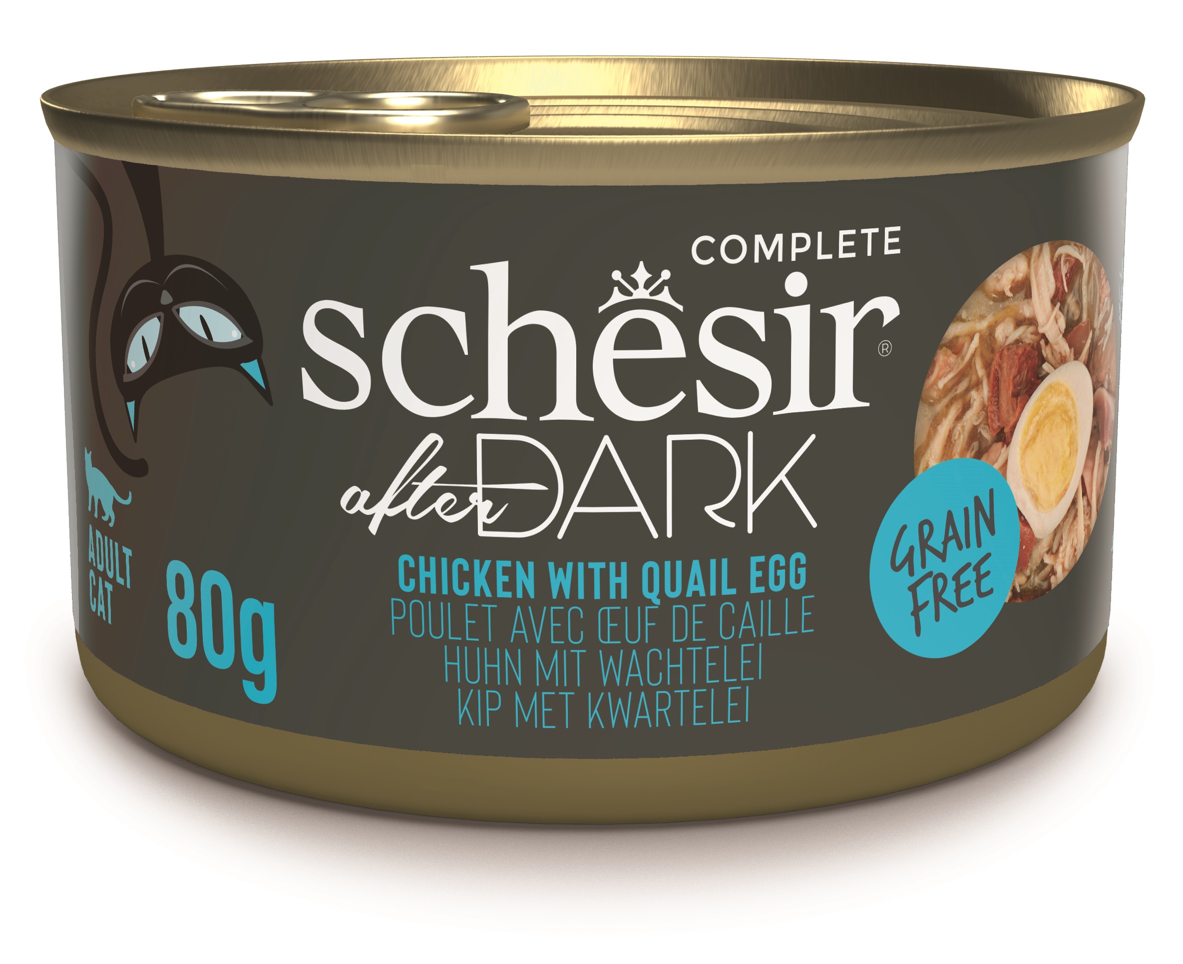 Schesir After Dark kuře a křepelčí vejce - konzerva pro kočky 80 g