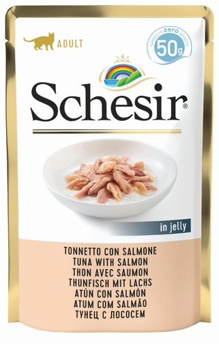 Schesir tuňák a losos v želé - kapsička pro kočky 50 g