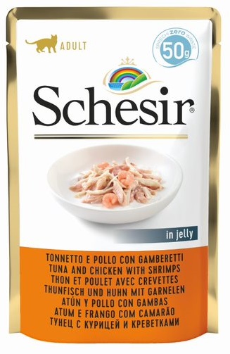 Schesir tuňák, kuře a krevety - kapsička pro kočky 50 g