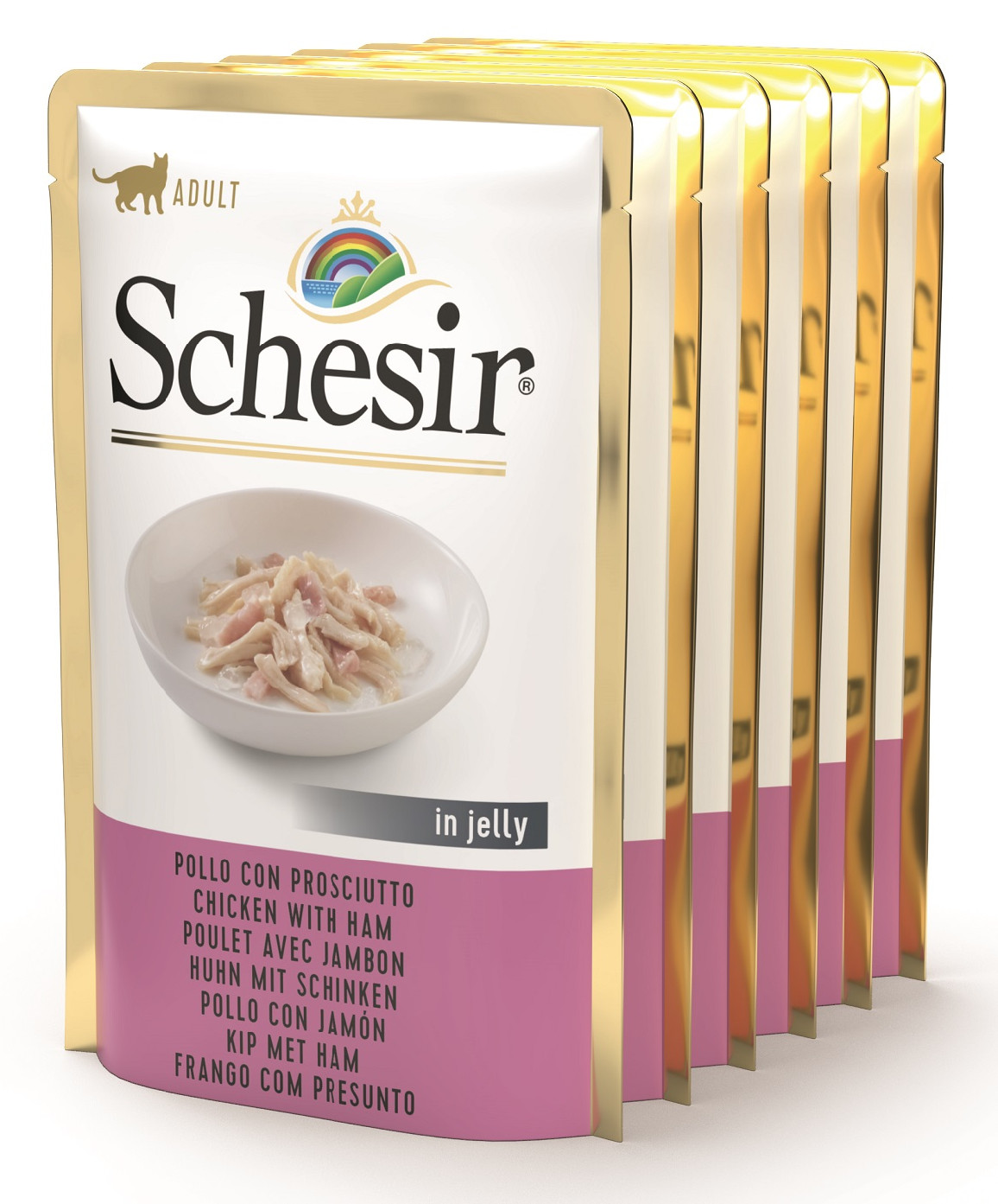 Schesir kuře a šunka v želé - kapsička pro kočky MULTIPACK 6x85 g