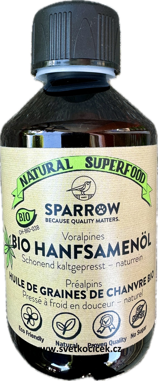Sparrow Bio konopný olej 250 ml