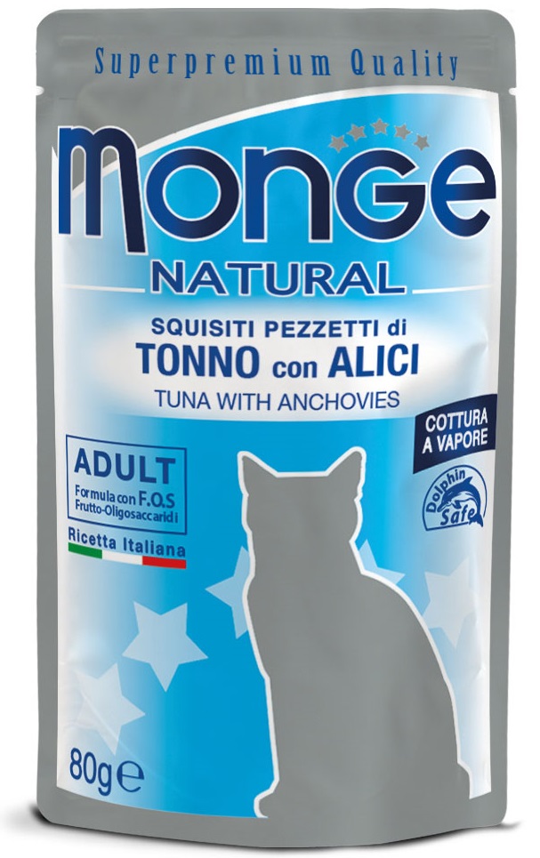 Monge Natural Cat tuňák a ančovičky - kapsička 80 g