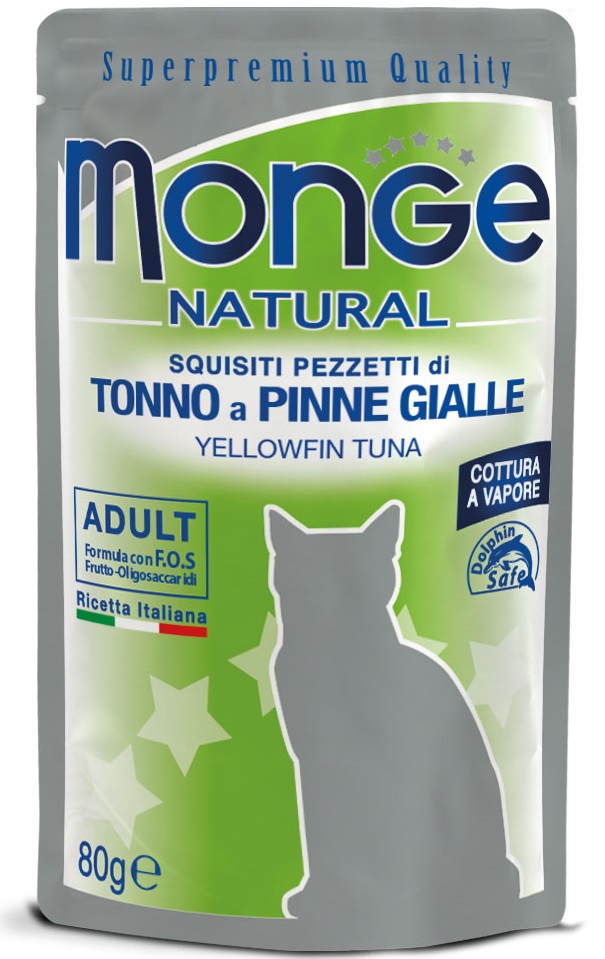 Monge Natural Cat tuňák žlutoploutvý - kapsička 80 g