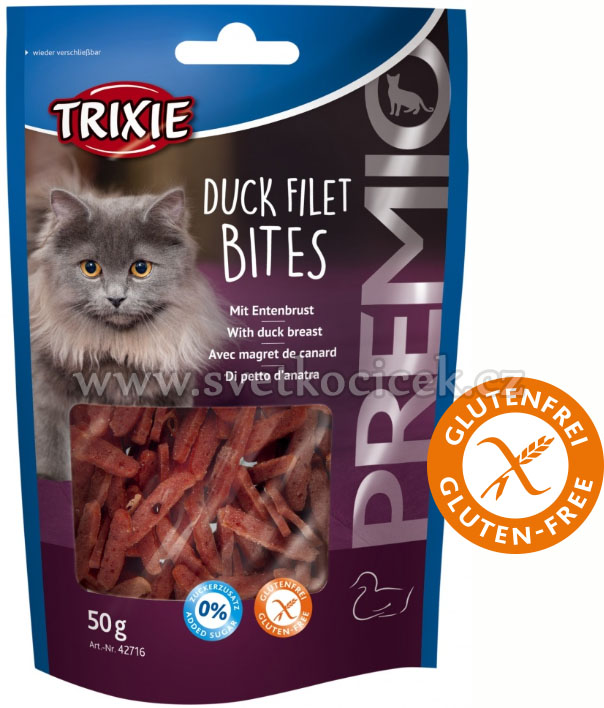 Premio Duck Filet Bites 50 g - pamlsky pro kočky bez cukru a lepku