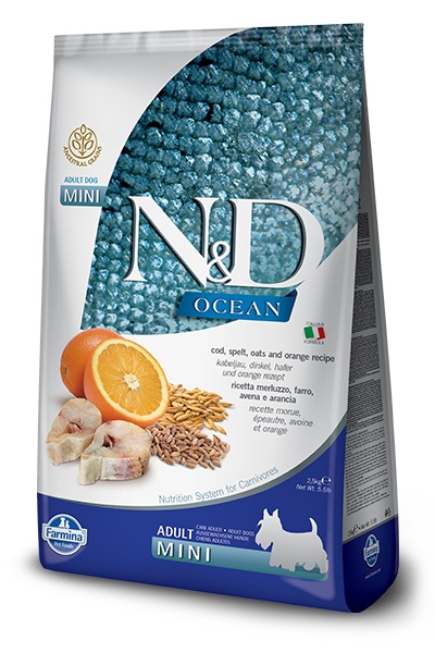N&D Ocean Dog Adult Mini Cod Spelt Oats and Orange Velikost balení: 800 g