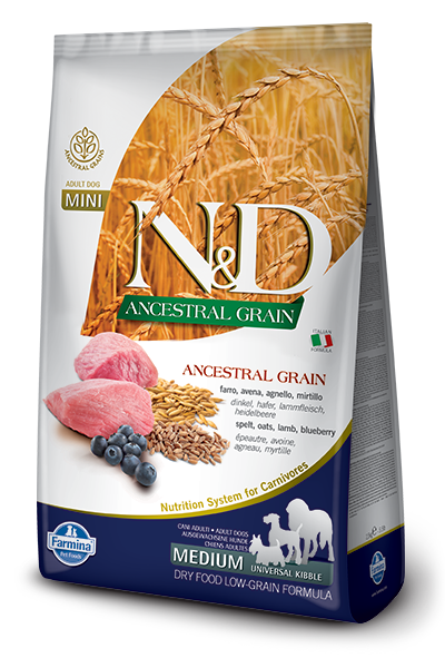 N&D Ancestral Grain Dog Adult Lamb and Blueberry Velikost balení: 2,5 kg