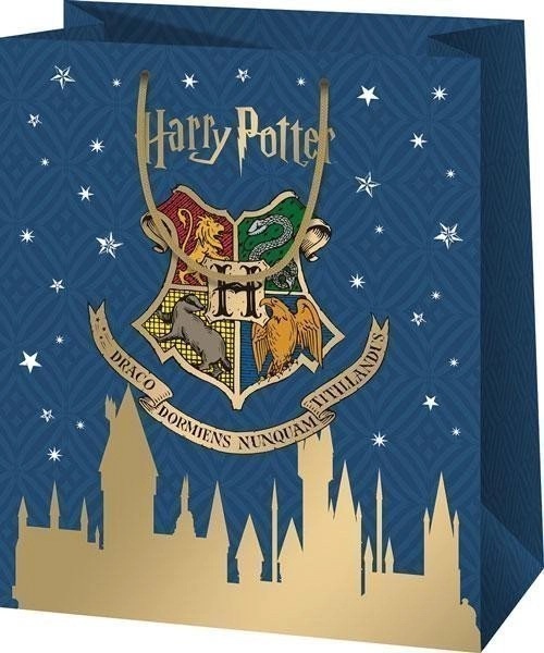 Harry Potter dárková taška A4 s motivem noční Bradavice, rozměry 34x26x14 cm