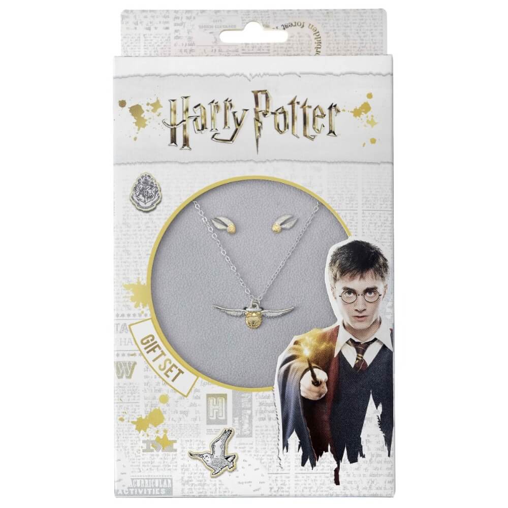 Harry Potter Golden Snitch Necklace and Earrings Set