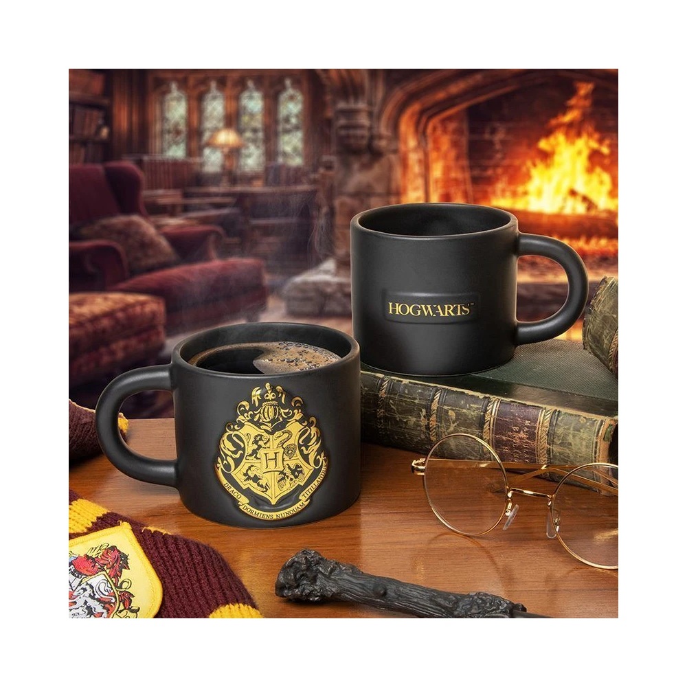 Harry Potter hrnek Bradavický erb zlatý – zlaté detaily