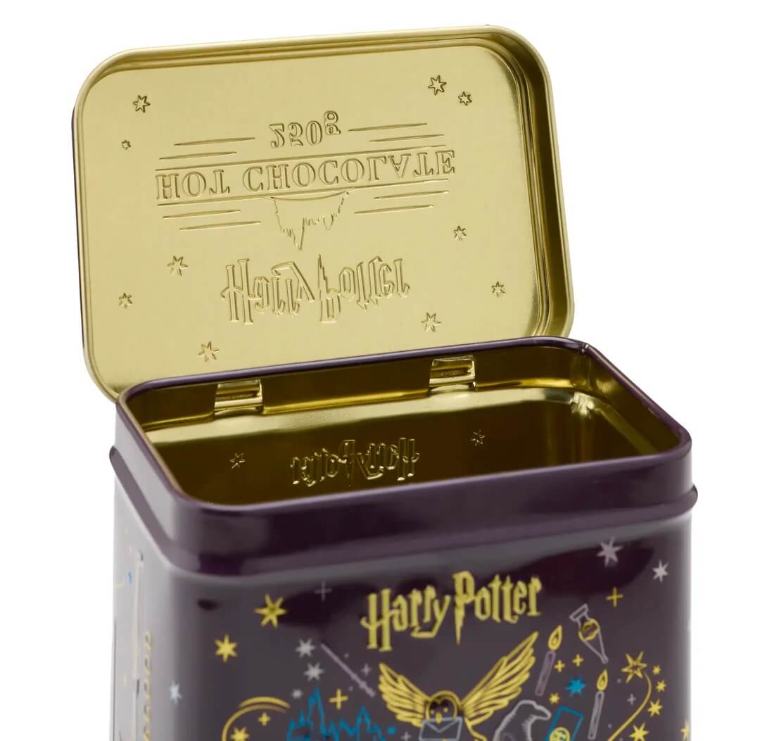 Harry Potter horká čokoláda Bradavice - detail dózy