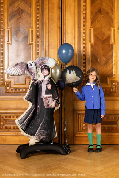 Harry Potter fóliás lufi Roxfort váras motívummal, fekete