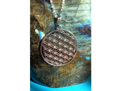Květ života stříbrný s křišťálově čistými zirkony (Ag) 37mm vč. řetízku (reg.č. u Puncovního úřadu 15437)
