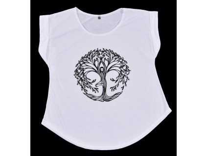 Tričko bílé krátký rukáv; motiv: strom života; vel.: L/XL
