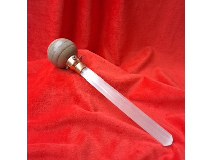 Žezlo (hůlka)-koule Shiva lingam+Selenit+Šungit+Křišťál+Granát