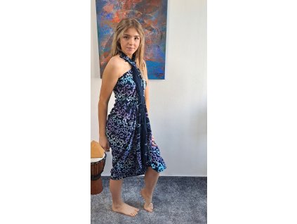 Bali Sarong/Pareo - Lupínky Květů - tmavě modrá fialová