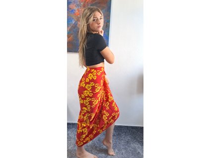 Bali Sarong/Pareo - Lupínky Květů - červená žlutá
